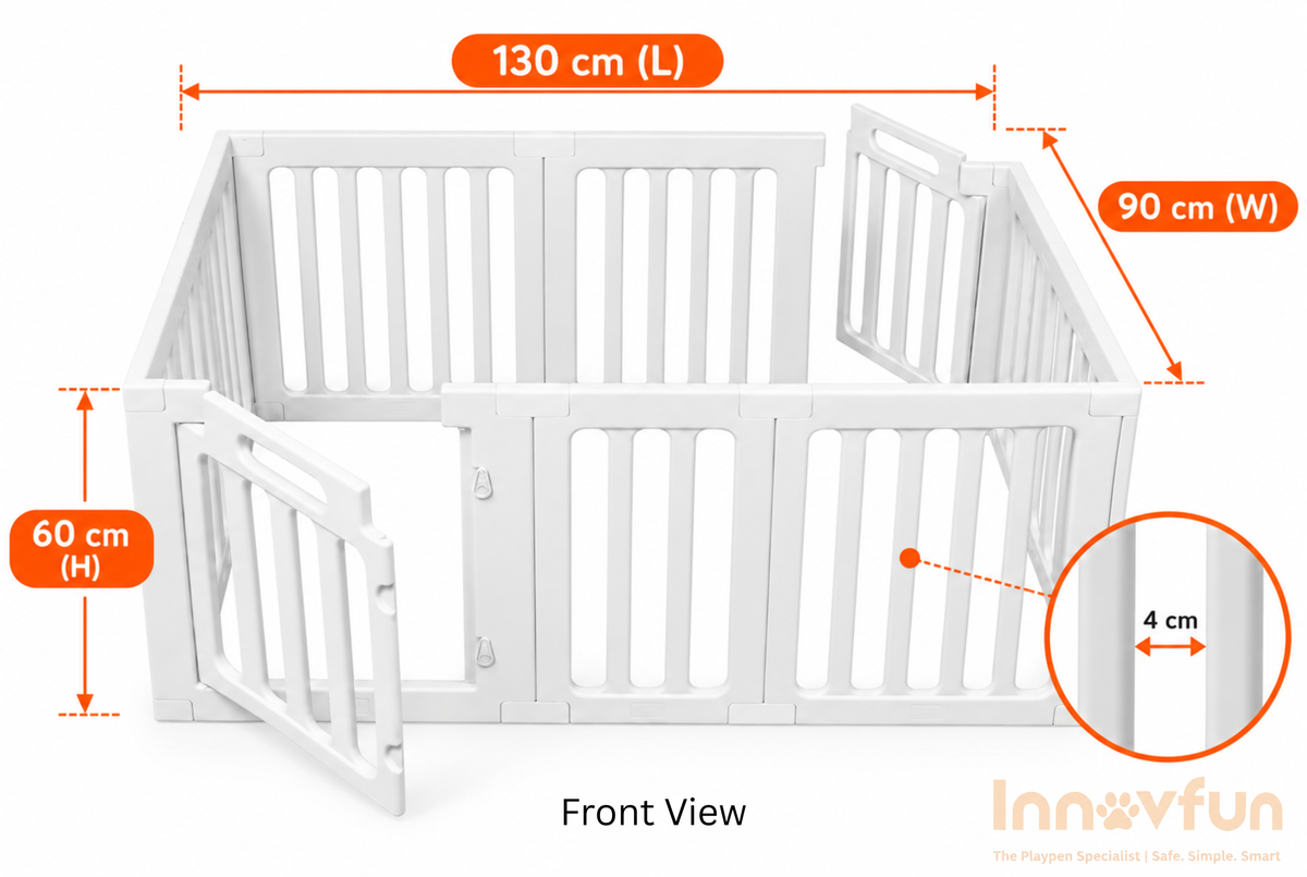Innovfun™ Classic Expanded Long Double-Door Puppy Playpen | 130 × 90 × 60 cm