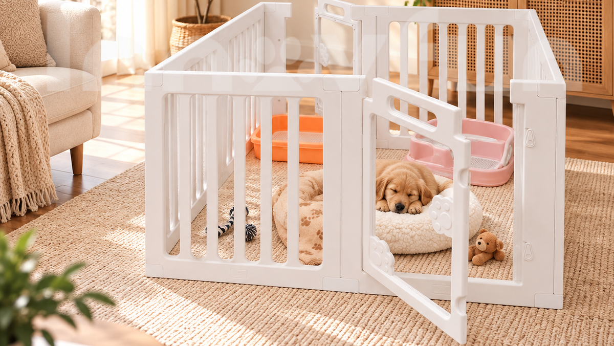 Desktop_Innovfun Half View Playpen Dog Sleeping
