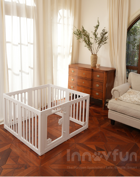 Innovfun™ Half View 60cm puppy playpen for puppies and small dogs in a modern indoor home setting